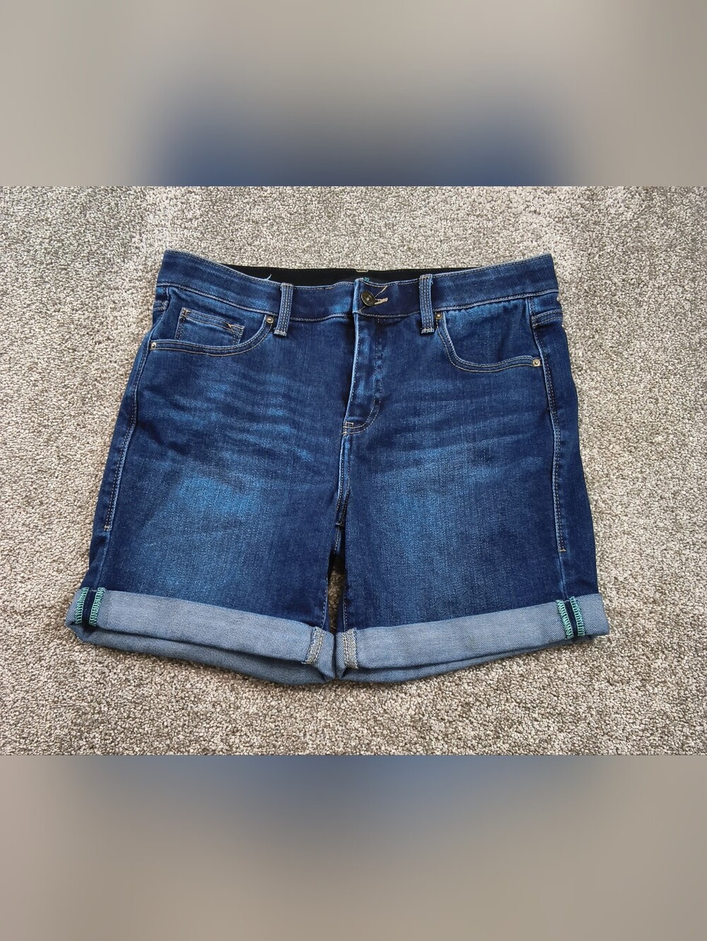 Lularoe Cuffed Stretchy 6” Jean Shorts Dark Wash Comfy Size 28